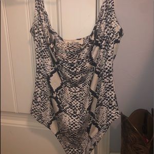 Snake skin cowl neck bodysuit